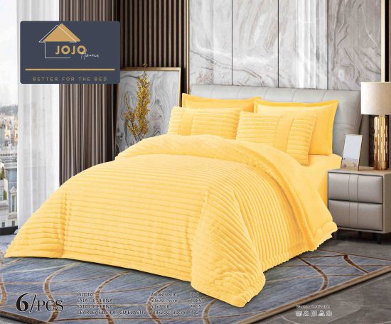 Lenjerie Pat Dublu, Blanita de Iepure Pufoasa, 6 Piese, Galben, Cod J478