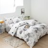 Lenjerie de Pat 2 Persoane Bumbac Satinat, 4 Piese, Model Floricele, Negru-Alb, Cod A50-639
