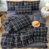 Lenjerie de Pat 2 Persoane Bumbac Satinat, 4 Piese, Model Modern, Gri-Negru, Cod A50-652