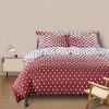 Lenjerie de Pat 2 Persoane Bumbac Satinat, 4 Piese, Model Romburi, Alb-Visniu, Cod A50-516