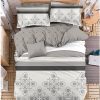 Lenjerie de Pat 2 Persoane Bumbac Satinat, 4 Piese, Model Modern, Gri-Alb, Cod A50-590